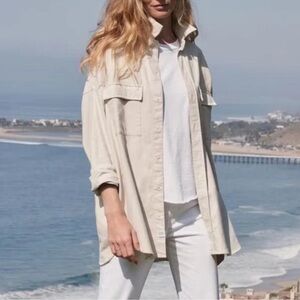 NEW Frank & Eileen Beige Mcloghlin Shirt Jacket in Natural XS/S Button Down